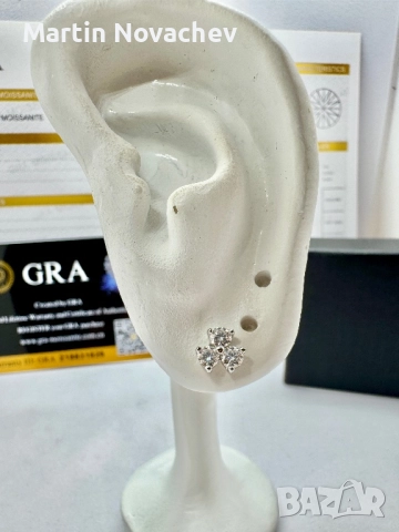 Сребърни обеци с мойсанит (Диамант) 0.6 карата, снимка 9 - Обеци - 52933340