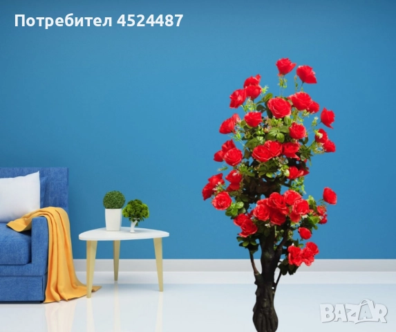 Изкуствено дръвче с червени рози ,1.70 м, снимка 2 - Декорация за дома - 49813035