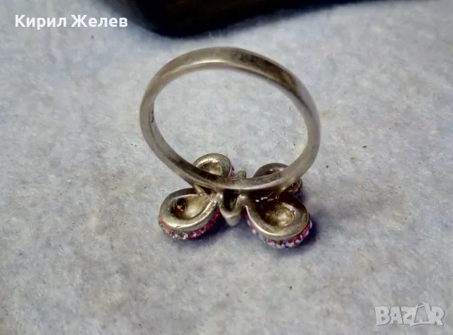 СКЪПОЦЕНЕН СРЕБЪРЕН ПРЪСТЕН ПЕПЕРУДА СРЕБРО 925 с РОЗОВ ЕМАЙЛ и РАЗНОЦВЕТНИ КАМЪНИ 47981, снимка 7 - Пръстени - 50024447