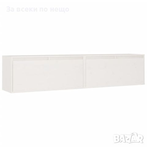 Стенни шкафове, 2 бр, бели, 80x30x35 см, бор масив, снимка 1 - Шкафове - 46070445