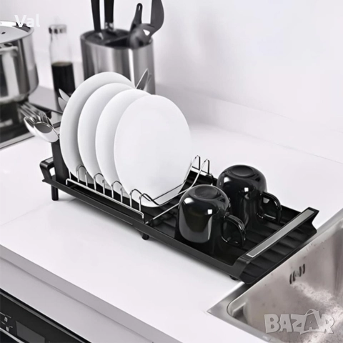 Разтегателен сушилник за съдове и прибори с дренажна тава, снимка 4 - Аксесоари за кухня - 52934010
