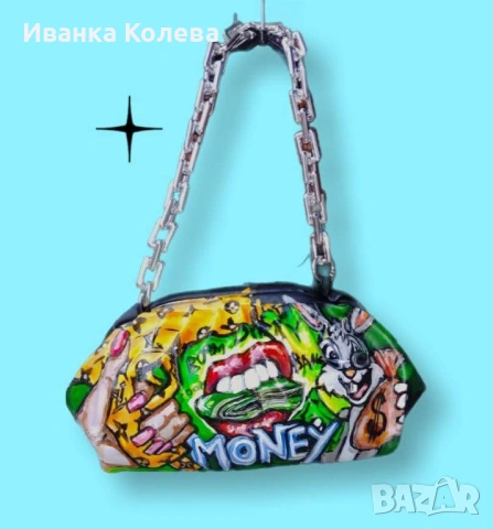 Ръчно рисувана рокля и чанта, снимка 3 - Рокли - 53716599