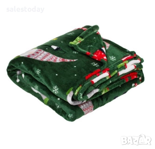 Коледна завивка с Джуджета/ гномчета, Коледно Одеяло, 160*130см, зелено
