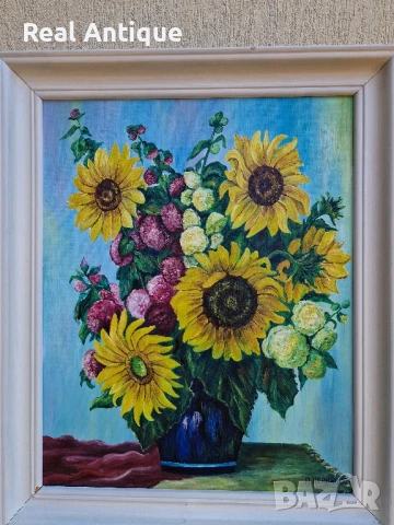 Красива антикварна авторска картина масло върху платно, снимка 3 - Антикварни и старинни предмети - 51054072