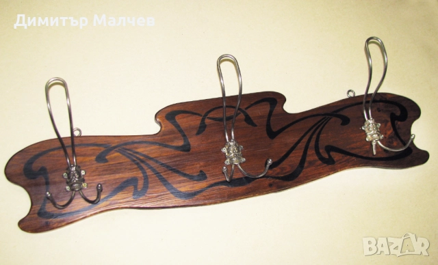 Голяма стенна дървена закачалка сецесион ар нуво, отлична, снимка 5 - Закачалки - 51934498