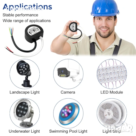 LED драйвер 30W 12V 2.5A IP67 – кръгъл, водоустойчив, снимка 5 - Лед осветление - 53172917