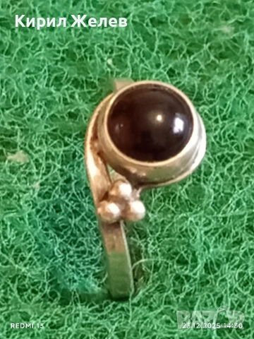 Сребърен пръстен с ювелирно фасетиран АХАТ майсторска изработка 27748, снимка 3 - Пръстени - 52884254