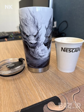 Голяма чаша с капаче - Дракони, снимка 2 - Чаши - 53642440