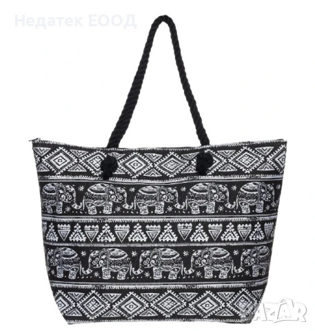 Плажна чанта, Черен, 54x17x37см., снимка 2 - Чанти - 50655809