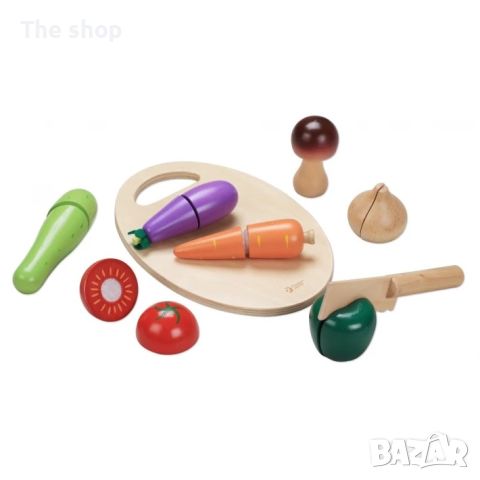 Детски дървен комплект за рязане - зеленчуци (004)