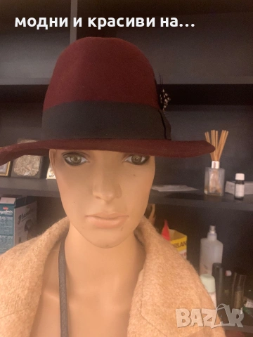 Дамски шапки федора- бордо и шоколадово кафяво, снимка 13 - Шапки - 53258018