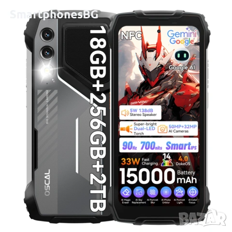 OSCAL Pilot 1 18GB RAM 256GB ROM, 15000 mAh с IP68 защита