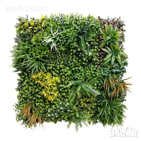 Декоративен Панел 1м² от Изкуствена Зеленина с Цветни Акценти – kw2734, снимка 5 - Декорация за дома - 51206247