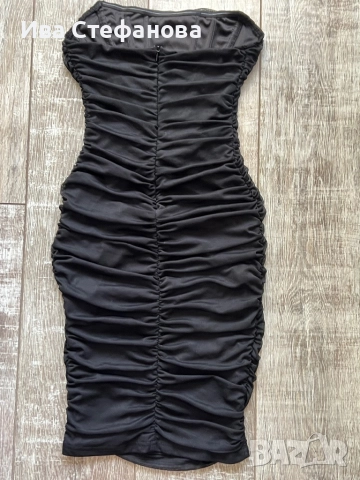 Нова черна парти коктейлна официална структурна рокля тип корсет набрана по цялата дължина , снимка 2 - Рокли - 51624003