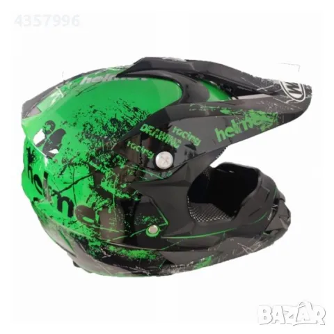 Детска Мото Крос Каска, 125, XS и XXS, Black/Green, снимка 1
