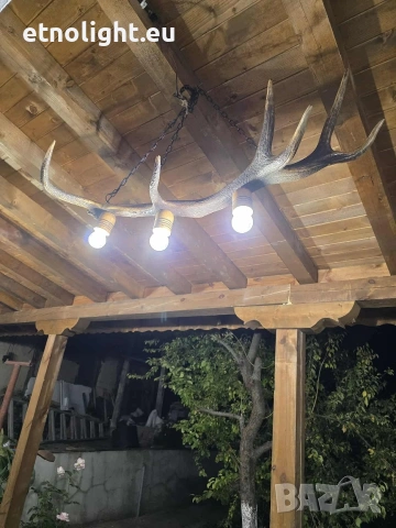 Ръчно изработени полилеи от паднали еленови рога с ръчно изработени дървени чашки , снимка 10 - Полилеи - 53441754