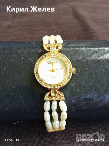 Дамски часовник Savelia Quartz красив стилен дизайн кристали,седеф 50238