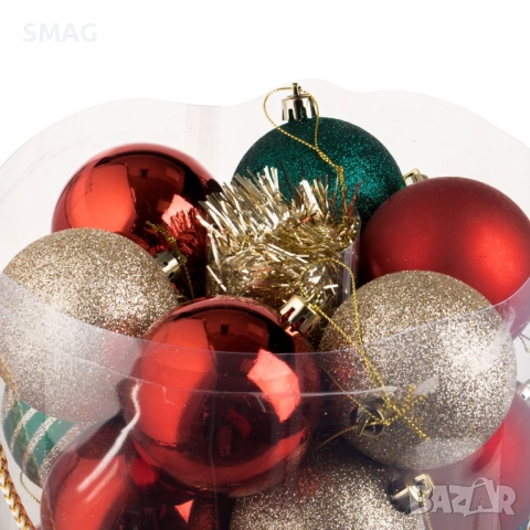 Комплект коледни топки червено, зелено и златно Ø7 см 31 бр._1241116, снимка 2 - Други - 52352797