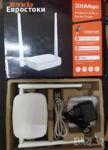 Рутер Tenda D301 V4 300mbps ADSL2+, Wi-Fi модемен рутер с 4-портов суич, 802.11g, цвят: бяло, снимка 8 - Рутери - 48240558