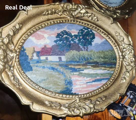 Два гоблена Вилер DMC с рамки стъкло, снимка 2 - Гоблени - 50450335