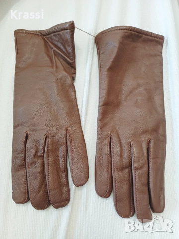 Кафяви ръкавици дамски естествена кожа нови, снимка 2 - Ръкавици - 52855866