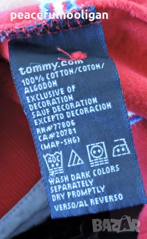 Tommy Hilfiger Mens Red Blue Striped Casual Polo Short Sleeve Shirt Size M, снимка 12 - Тениски - 46295637