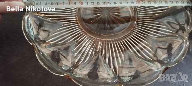 Стъклено плато, фруктиера -29 см., снимка 3 - Антикварни и старинни предмети - 51529713