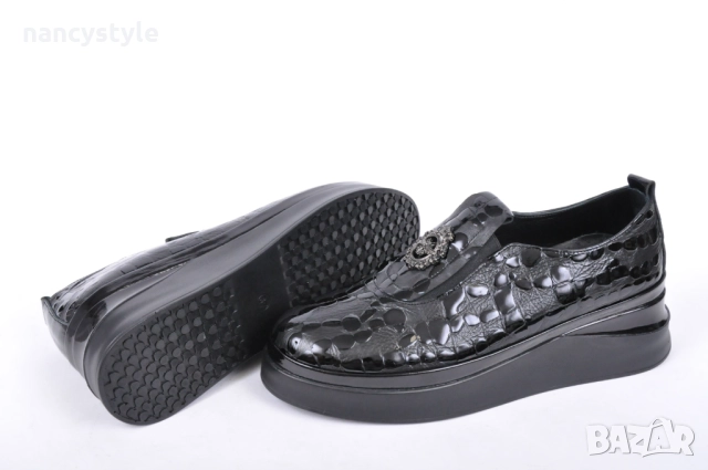 NEW! Ефектни дамски обувки Естествена кожа - Лак - Два цвята, снимка 5 - Дамски ежедневни обувки - 51719499