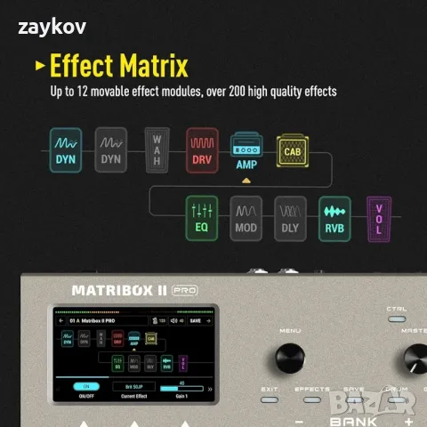 Педал за китара SONICAKE Matribox II Pro Expression Multi-Effects, 240+ вградени китарни ефекти, снимка 4 - Друга електроника - 49769922