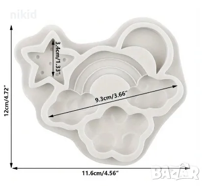 облак дъга звезда луна небе силиконов молд форма фондан шоколад гипс декор, снимка 2 - Форми - 47381137