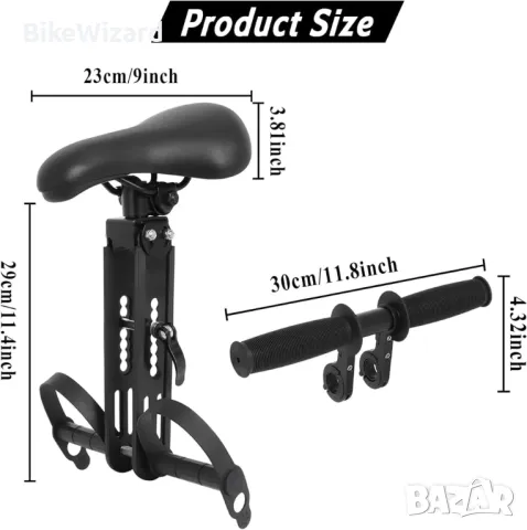 Gekufa Детска предна седалка за велосипед 2-5 години до 48 паунда НОВА, снимка 4 - Аксесоари за велосипеди - 48118266
