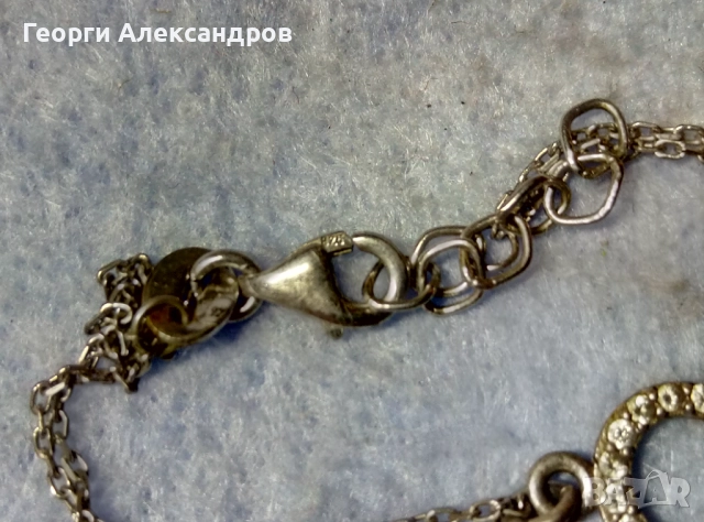 БЕЗКРАЙНА ЛЮБОВ Нежна Романтична Скъпоценна СРЕБЪРНА Гривна СРЕБРО 925 с БЯЛА ПОЗЛАТА и ЦИРКОНИ, снимка 4 - Гривни - 52338664