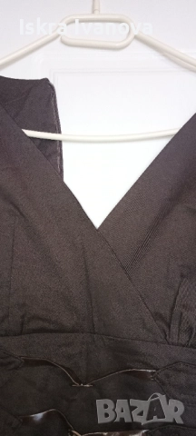 Рокля за празник, кафява, размер 42, снимка 2 - Рокли - 52845655