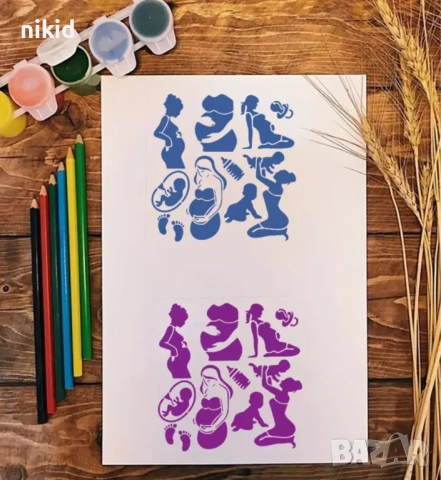 Жена майка бременна бебе  стенсил шаблон спрей торта украса Scrapbooking, снимка 5 - Други - 53264263