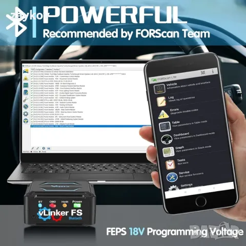 Vgate vLinker FS Bluetooth OBD2 инструмент за диагностично сканиране, снимка 5 - Друга електроника - 47963716