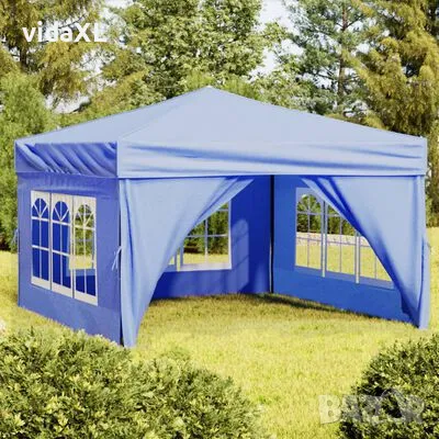 vidaXL Сгъваема парти палатка със странични стени, синя, 3x3 м(SKU:93521), снимка 2 - Градински мебели, декорация  - 48136629