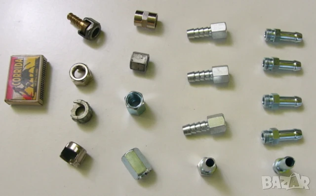 Нови Стоманени МУФИ Гайки ДЪРЖАЧ и ЩУЦЕРИ с резба 1/4" за Маркучи за Въздух Шлаух Ф10мм и др. БАРТЕР, снимка 3 - Други инструменти - 50669154