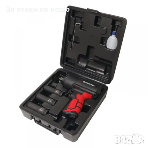 Пневматичен гайковерт с къс шпиндел 1450 Nм 1/2" с вложки и куфар Forsage, снимка 10 - Други инструменти - 50334396