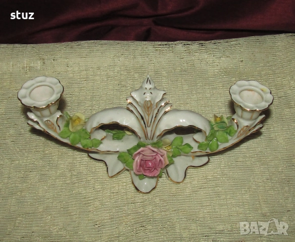 Порцеланов двоен свещник Dresden, снимка 3 - Декорация за дома - 52921094