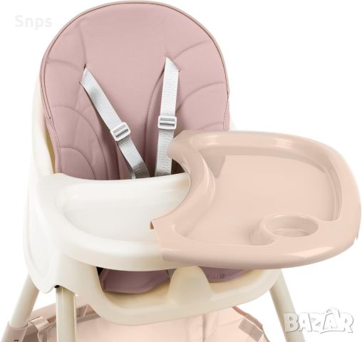 Бебешко столче за хранене, регулируема сгъваема маса, 5-точкова каишка, розово, снимка 6 - Столчета за хранене - 45450054