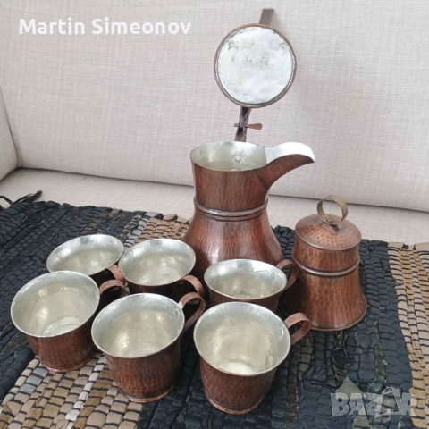 Сервиз за турско кафе от кована мед, снимка 2 - Антикварни и старинни предмети - 52388958