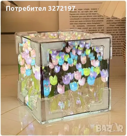 Ръчно изработена LED нощна лампа с изкуствени цветя 21 бр. - ЛАЛЕТА ,Направи си сам, снимка 1