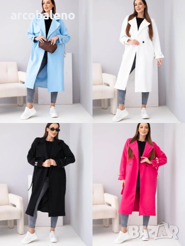 Дамско палто с колан и златни катарами, 4цвята 