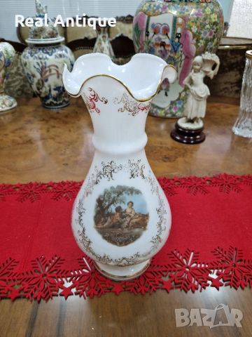Страхотна антикварна колекционерска белгийска ваза Опалин , снимка 6 - Вази - 45649859