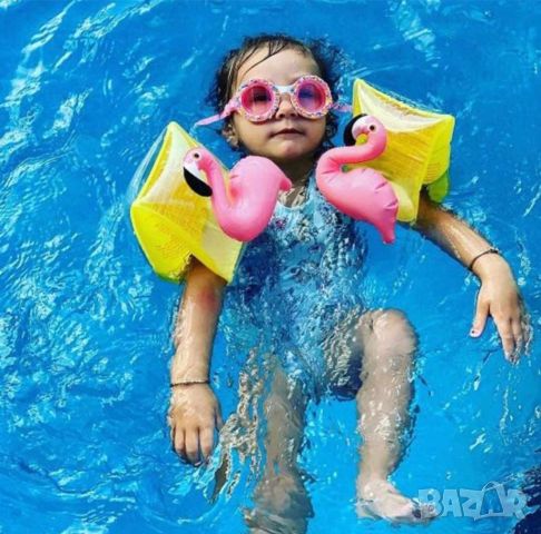 Плувай с усмивка - Детски надуваеми ленти с фламинго,за забавление и безопасност - 2бр в компллект, снимка 3 - Други - 46381062