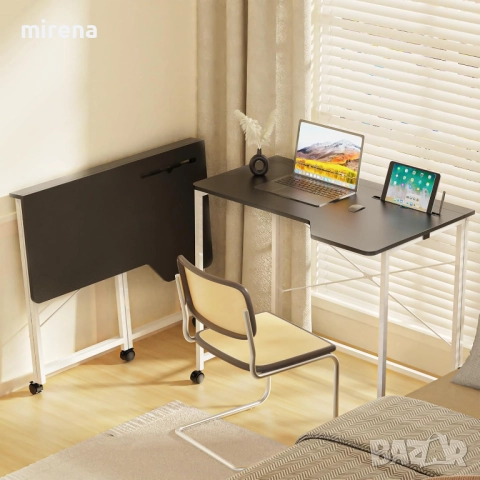 Сгъваемо бюро с колелца, компютърна маса с отделения за карти 18, снимка 3 - Бюра - 51657106