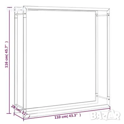 vidaXL Стойка за дърва за огрев, черен мат, 110x28x116 см, стомана (SKU:350310), снимка 4 - Аксесоари за кухня - 48313840