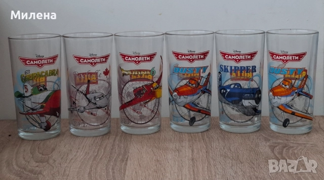 Стъклени чаши със самолети Дисни - 250 мл.