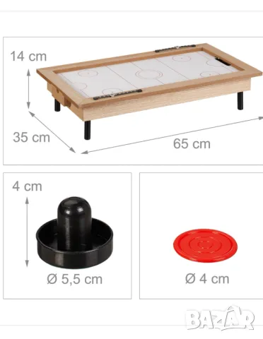  Въздушен хокей Relaxdays - 14 x 65 x 35 см - вкл. тласкач и шайба - за деца и възрастни, снимка 4 - Играчки за стая - 50256399