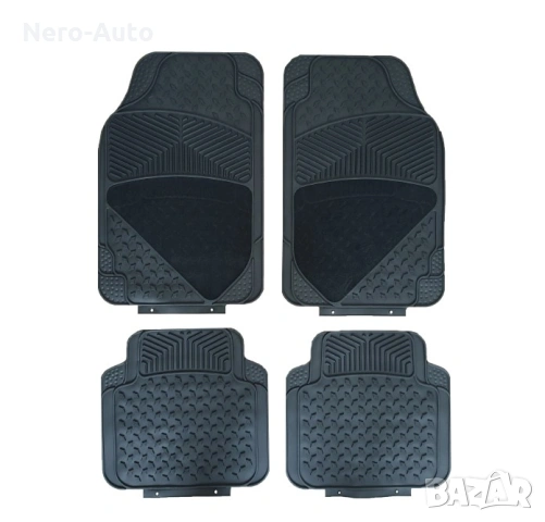 Гумени стелки с мокет универсални черни 4бр/к-т